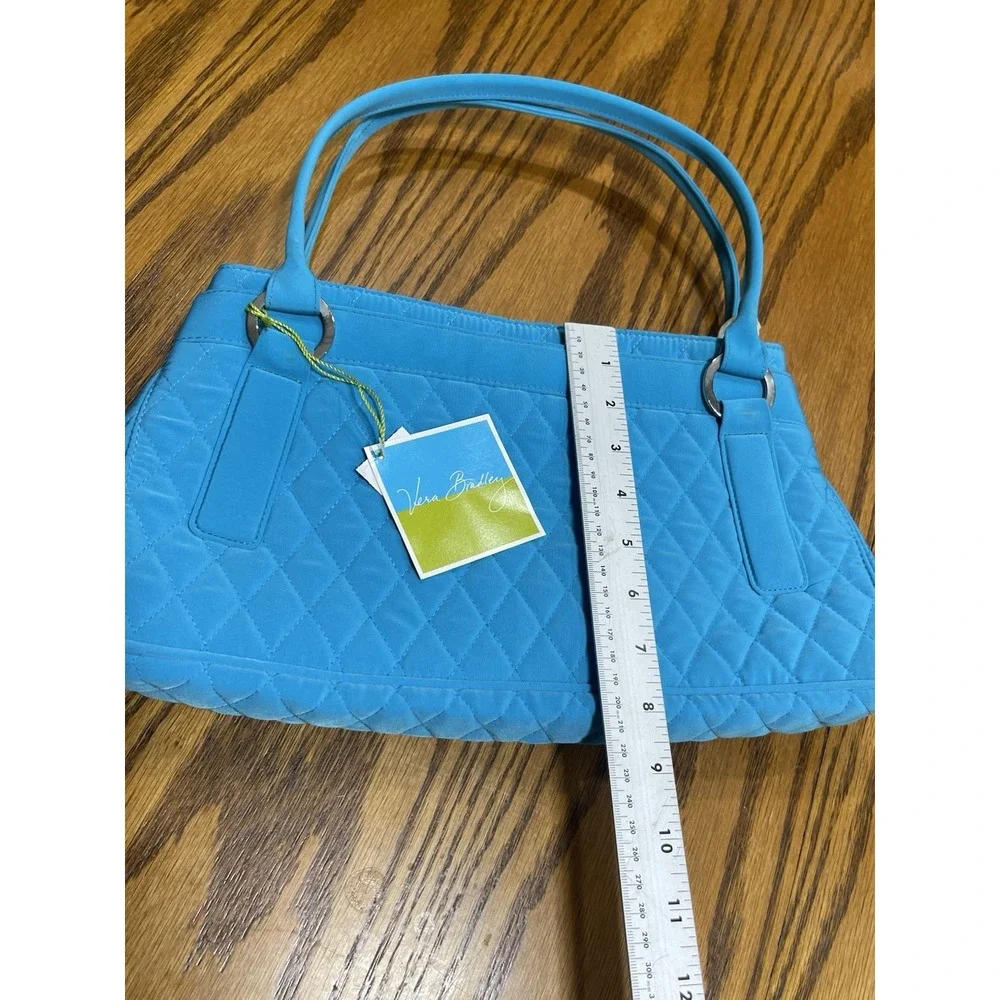 Vera Bradley Trapeze Turquoise Microfiber Shoulder Bag Purse Quilted Silver